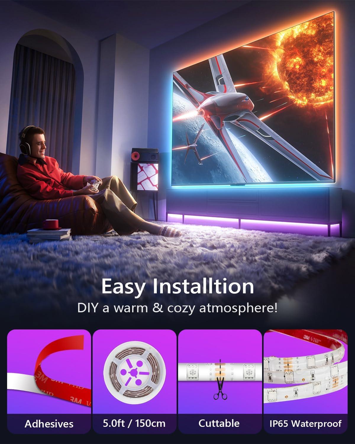 imageWILLED RGB LED Strip Lights Under Bed Light Motion Activated Sensor RF Remote Control with Timer Color Changing Strip Lighting for Bed Stairs Shelf Desk Cabinet and Party DecorationRGB Red Green Blue