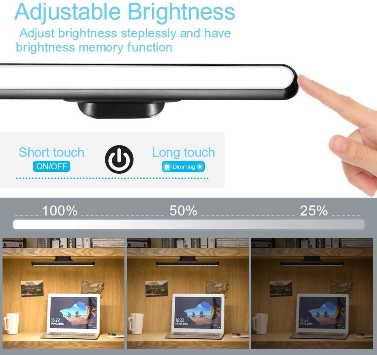 imageWILLED Rechargeable Touch Light Bar 3W Builtin 2000mAh Battery and Stick Magnet Mount for Reading Closet Cabinet Makeup Mirror Bedside Study
