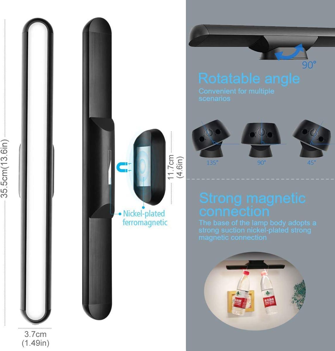 imageWILLED Rechargeable Touch Light Bar 3W Builtin 2000mAh Battery and Stick Magnet Mount for Reading Closet Cabinet Makeup Mirror Bedside Study