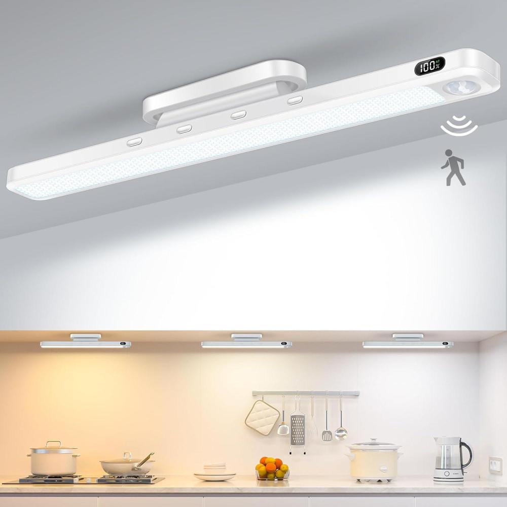 imageWILLED 3W Magnetic Light Bar EyeFriendly Makeup Lighting 2000mah Vanity Lights for Mirror with Battery Display Button Control Rechargeable Light Bar for Cabinet Closet Bathroom and DeskMotion Sensor