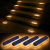 imageWILLED Solar Step Lights for Outside4 Pack Warm White Solar Deck Lights Waterproof Big Solar Charging PanelOutdoor Solar Powered Lights for StepsStairDockDrivewayWalkwaySidewalkGarden1Elongated 4 PACK  Warm White