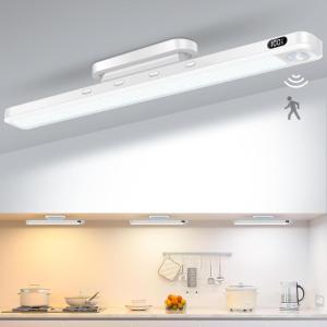 WILLED 3W Magnetic Light Bar, Eye-Friendly Makeup Lighting, 2000mah Vanity Lights for Mirror with Battery Display, Button Control Rechargeable Light Bar for Cabinet, Closet, Bathroom and Desk(Motion Sensor)