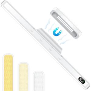 WILLED 3W Magnetic Light Bar, Eye-Friendly Makeup Lighting, 2000mah Vanity Lights for Mirror with Battery Display, Button Control Rechargeable Light Bar for Cabinet, Closet, Bathroom and Desk(No Motion Sensor)
