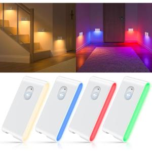 WILLED Motion Sensor Lights Indoor,RGB & Warm White Motion Sensor Night Light,Wireless Color Changing Stair Lights Indoor for Kids’ Room,Stair,Bathroom,Hallway,Kitchen,Bedroom,Closet,Cabinet 8PC(White)