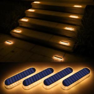 WILLED Solar Step Lights for Outside,4 Pack Warm White Solar Deck Lights Waterproof, Big Solar Charging Panel,Outdoor Solar Powered Lights for Steps,Stair,Dock,Driveway,Walkway,Sidewalk,Garden(1-Elongated 4 PACK – Warm White)