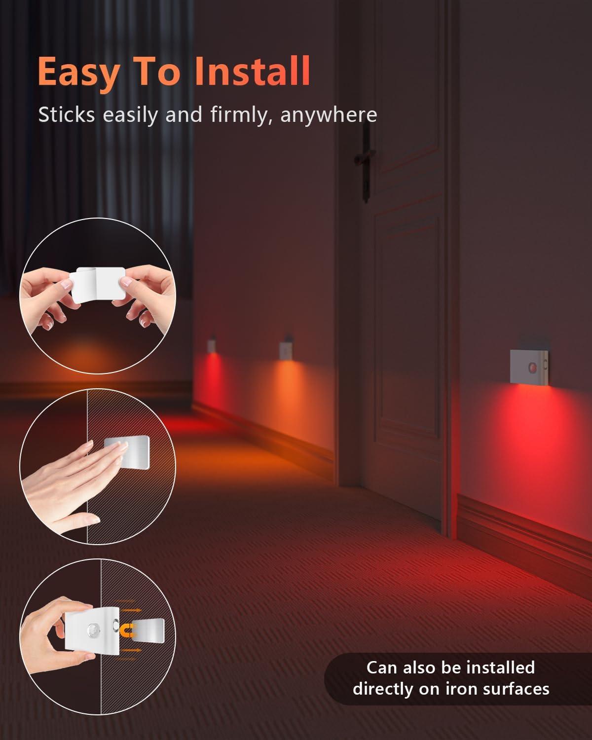 image:imageWILLED Motion Sensor Light Indoor RGB amp Warm White Motion Sensor Night Light Rechargeable Stair Lights Indoor Color Changing Night Light for StairHallwayBathroomCabinetKitchen10 PackWhite