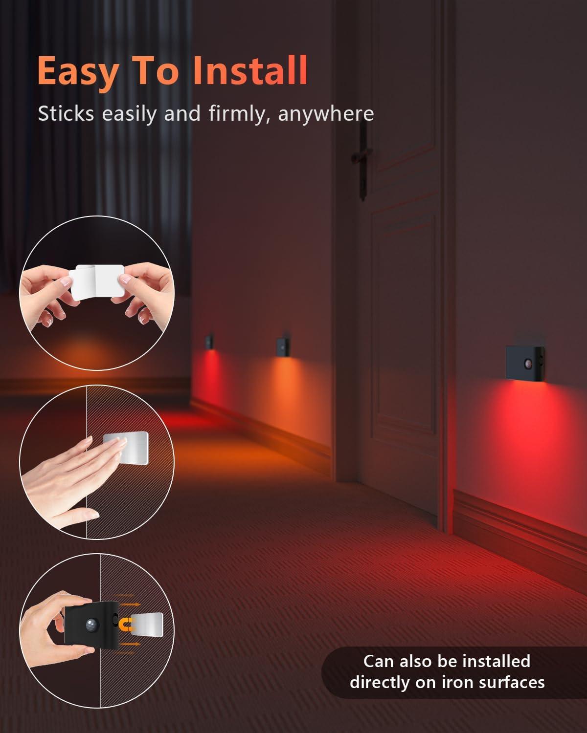 image:imageWILLED Motion Sensor Light Indoor RGB amp Warm White Motion Sensor Night Light Rechargeable Stair Lights Indoor Color Changing Night Light for StairHallwayBathroomCabinetKitchen10 PackBlack