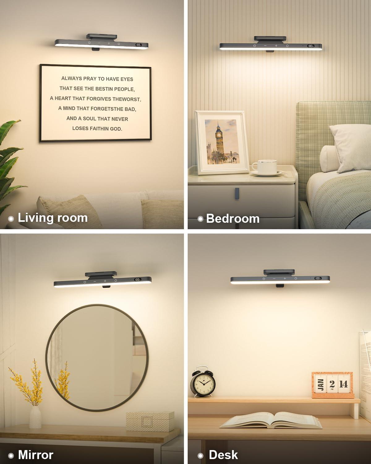 image:imageWILLED 5W Picture Lights 3 Colors Rechargeable Battery Operated Picture Frame Lights Poster Lights with Remote Dimmable amp Timer Gallery Light Art Display Lighting for Paintings Wireless BlackBlack