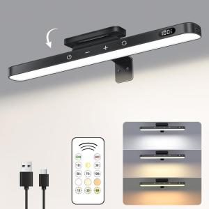 WILLED 5W Picture Lights, 3 Colors Rechargeable Battery Operated Picture Frame Lights, Poster Lights with Remote, Dimmable & Timer, Gallery Light, Art Display Lighting for Paintings Wireless, Black(Black)