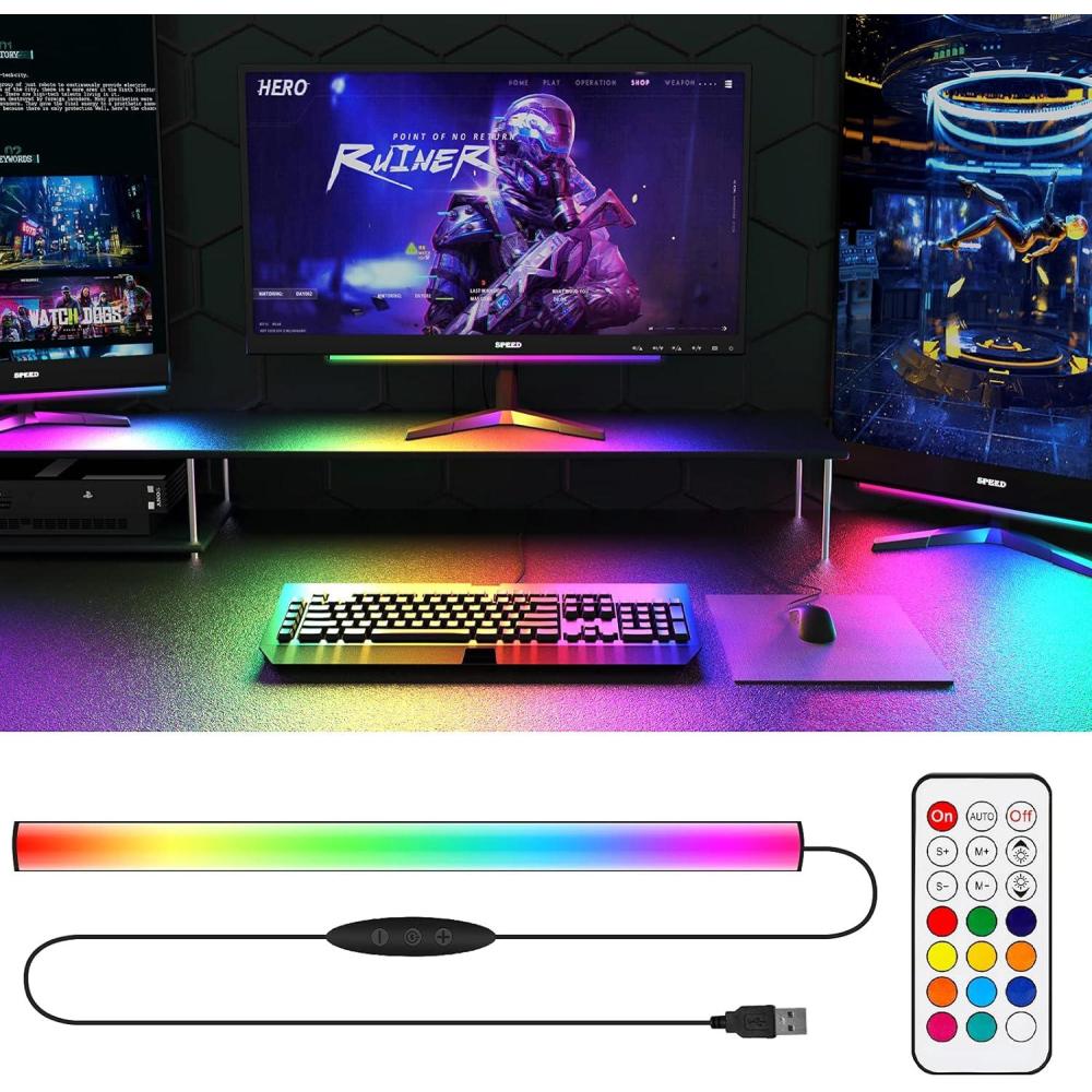 image:imageWILLED RGB Under Monitor Light Bar Gaming Lights for Gaming Setup RGB Desk Led with Remote Controller 5V USB Led Light Bar Keyboard Gaming Light for DeskPCMonitorComputerSetupRoom AccessoriesGaming Lights